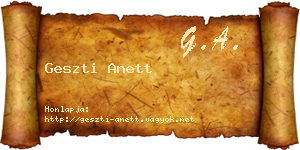 Geszti Anett névjegykártya